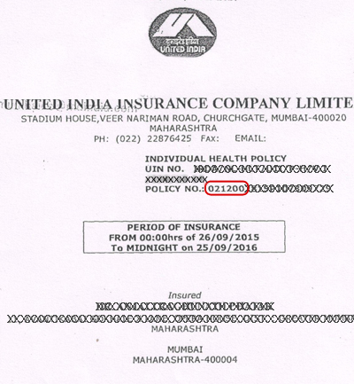 United India Insurance Individual Mediclaim Premium Chart